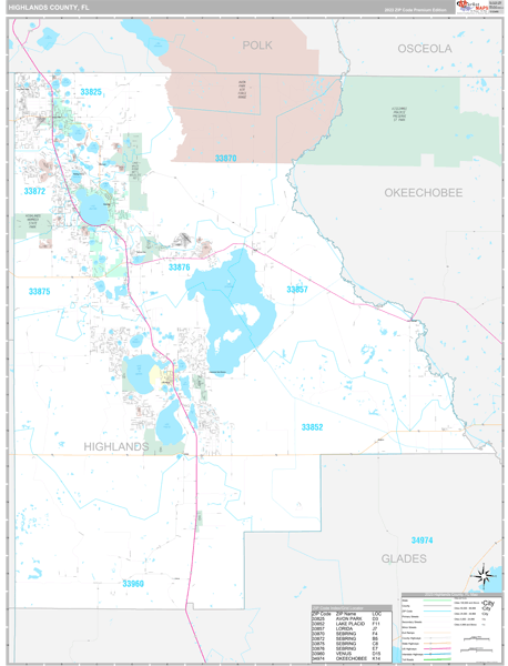 Highlands County, FL Wall Map