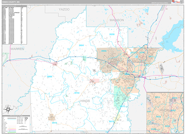 Hinds County, MS Zip Code Map