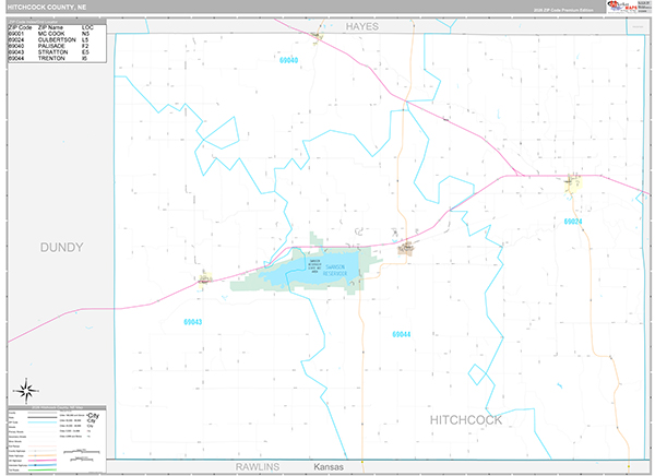 Hitchcock County, NE Zip Code Map