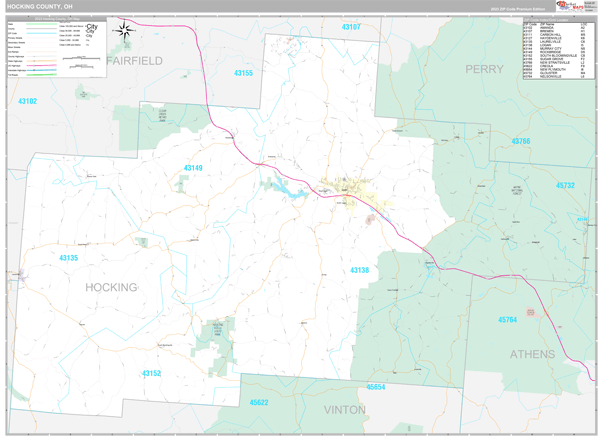 Hocking County, OH Wall Map Premium Style