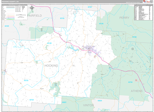 Hocking County, OH Zip Code Map