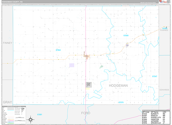Hodgeman County, KS Wall Map