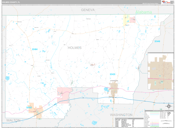 Holmes County, FL Wall Map Premium Style by MarketMAPS - MapSales