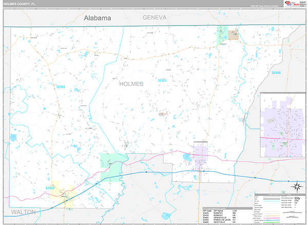Holmes County Wall Map Premium Style
