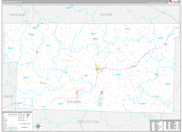 Holmes County, OH Zip Code Map