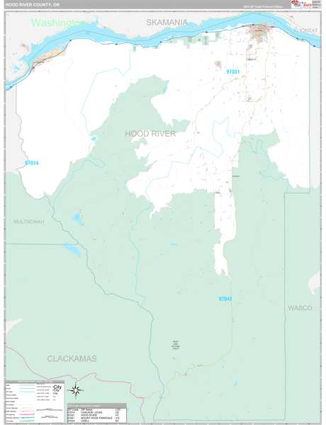 Hood River County Wall Map - Premium - MarketMAPS