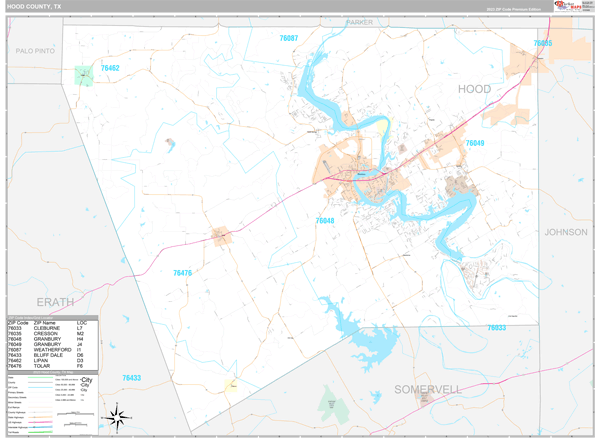 Hood County, TX Wall Map