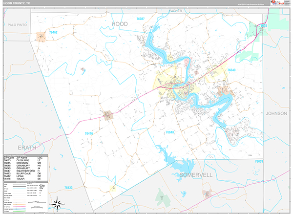 Hood County, TX Zip Code Map