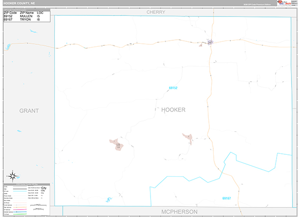 Hooker County, NE Zip Code Map