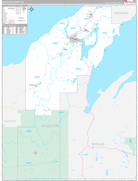 Houghton County, MI Zip Code Map