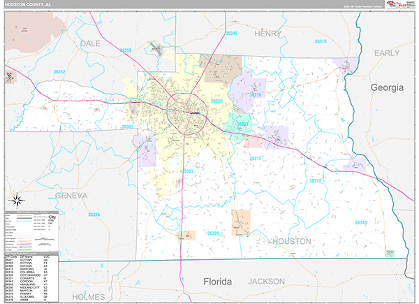 Houston County, AL Zip Code Map