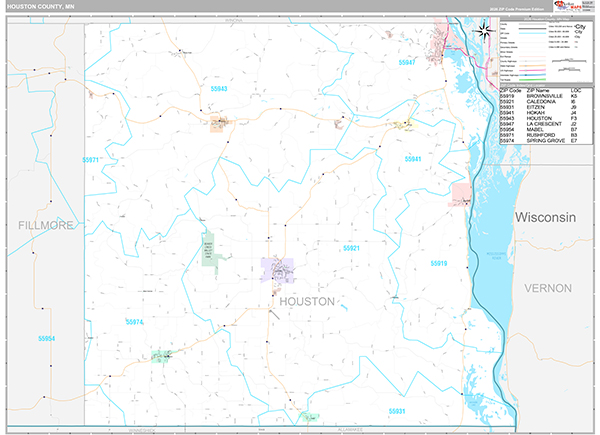 Houston County, MN Wall Map