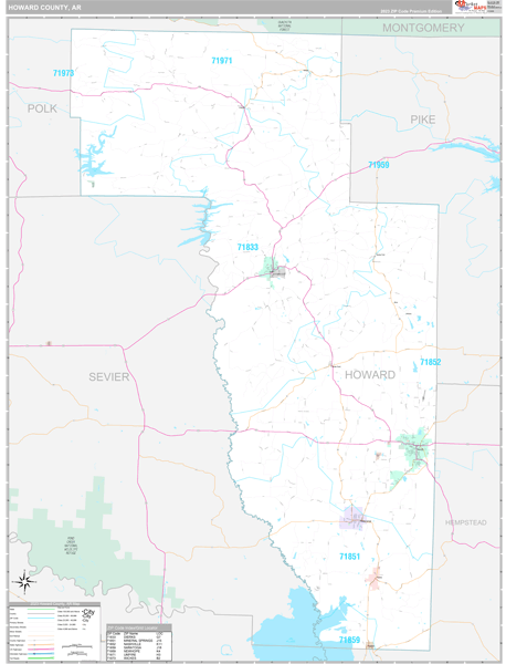 Howard County, AR Zip Code Map