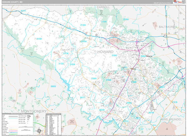 Howard County, MD Wall Map