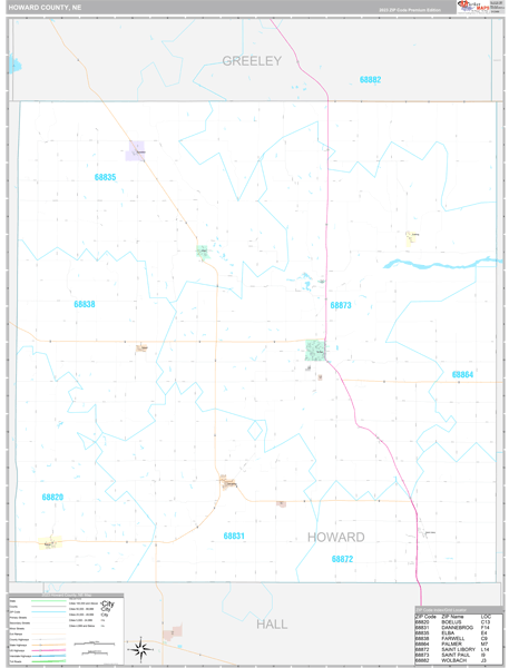 Howard County, NE Wall Map