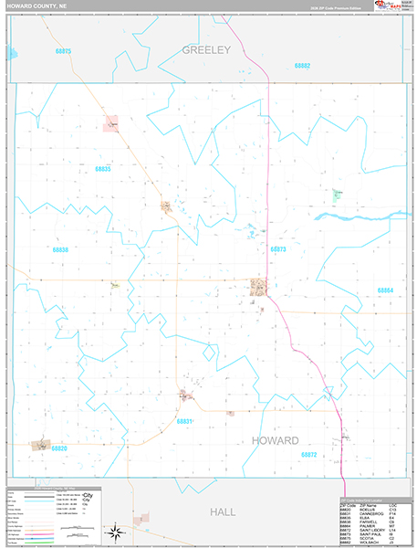 Howard County, NE Zip Code Map