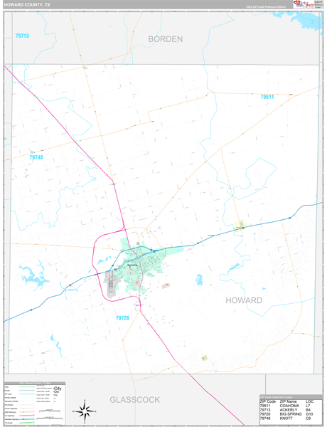Howard County, TX Wall Map Premium Style