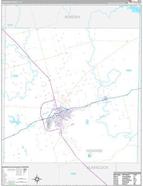 Howard County, TX Zip Code Map