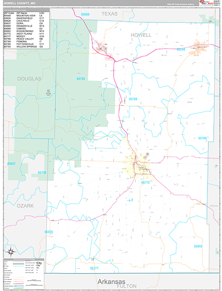 Howell County, MO Map Premium Style