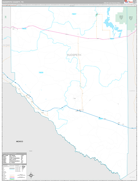 Hudspeth County, TX Zip Code Map