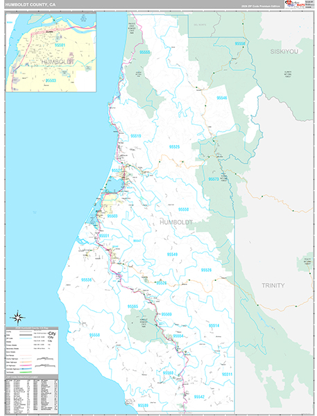 Humboldt County, CA Map Premium Style