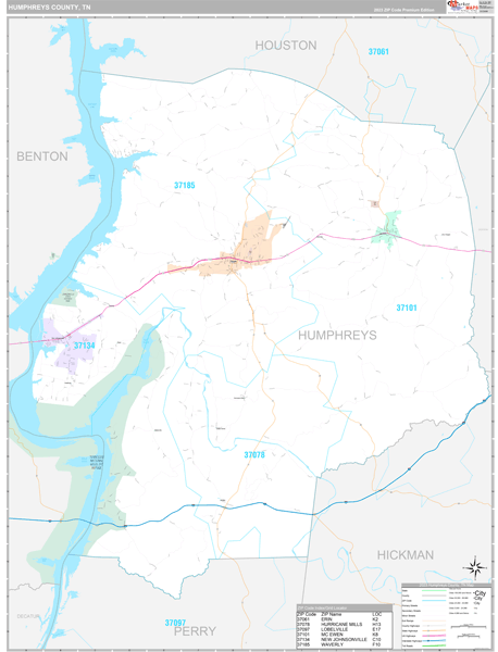 Humphreys County, TN Wall Map