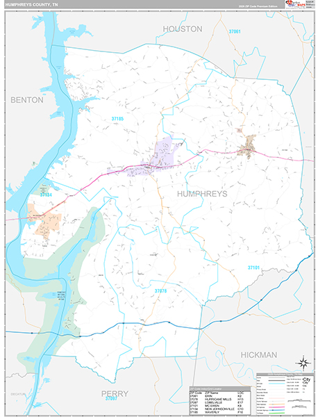 Humphreys County, TN Zip Code Map