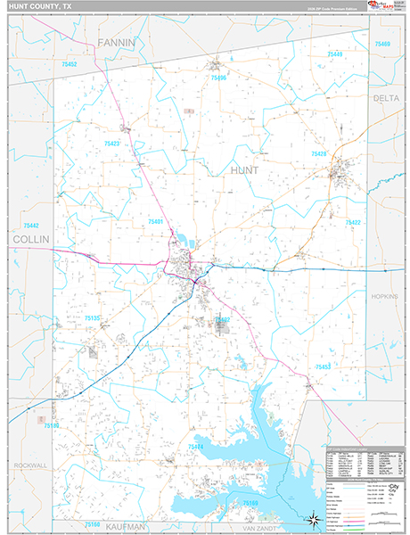 Hunt County, TX Zip Code Map