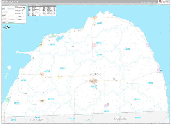 Huron County, MI Zip Code Map