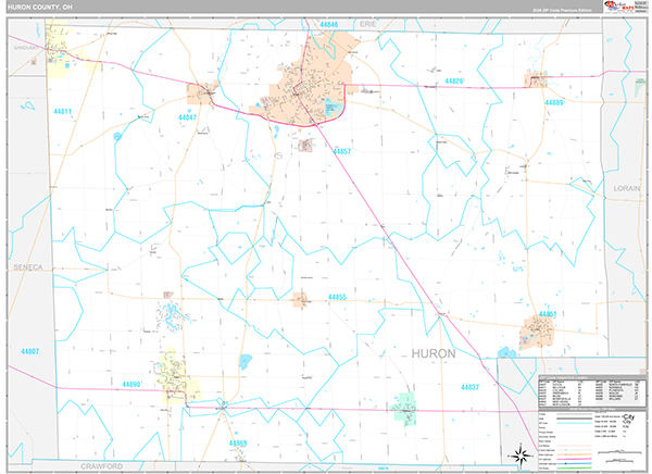 Huron County, OH Zip Code Map