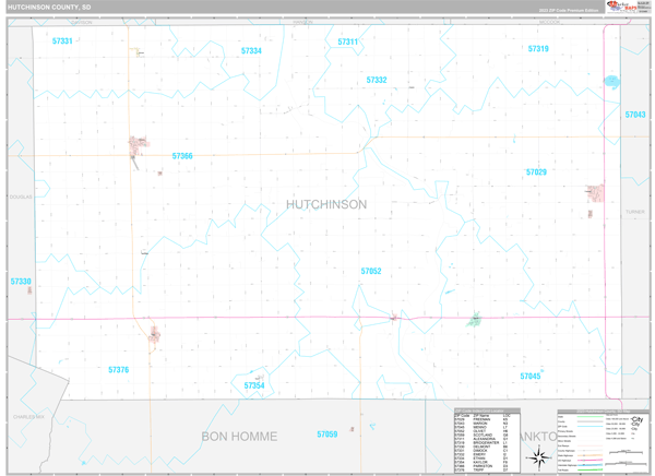 Hutchinson County Wall Map Premium Style