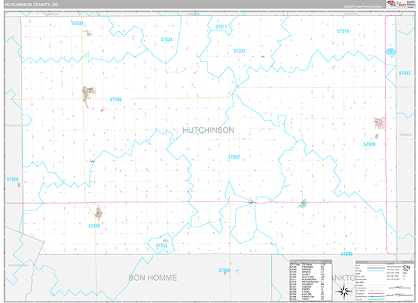 Hutchinson County, SD Zip Code Map