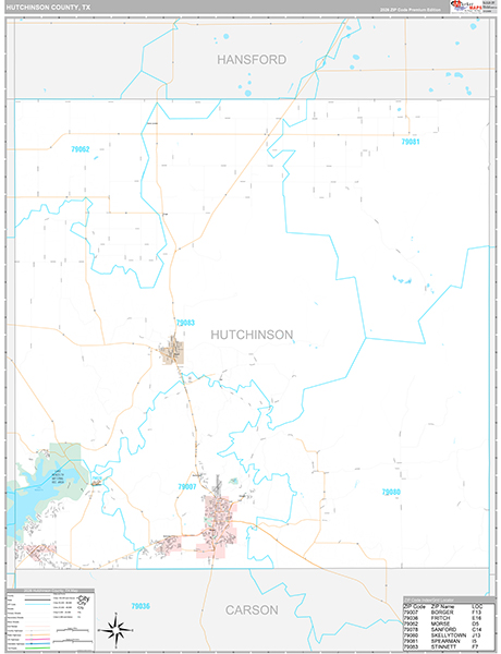 Hutchinson County, TX Zip Code Map