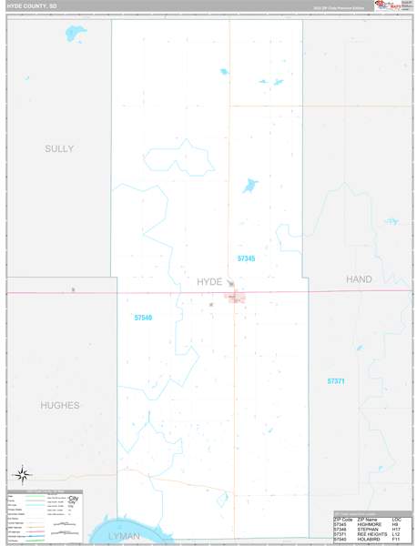 Hyde County, SD Carrier Route Wall Map