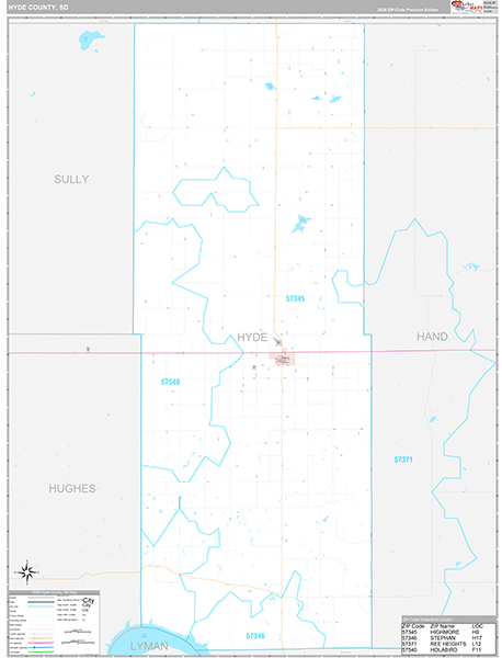 Hyde County, SD Carrier Route Wall Map
