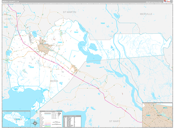 Iberia Parish (County), LA Wall Map