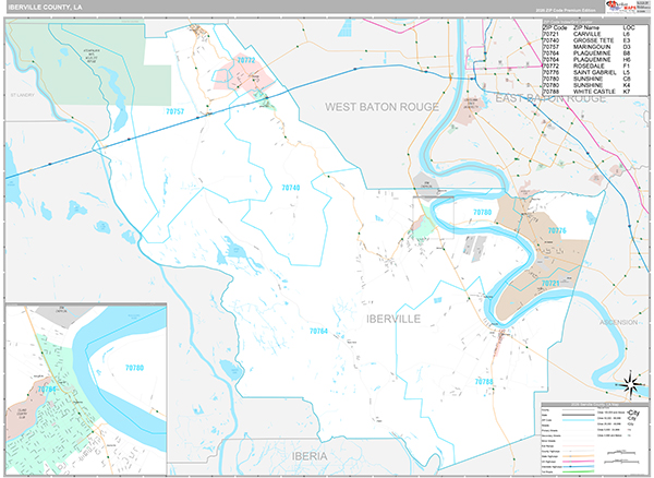 Iberville County, LA Wall Map