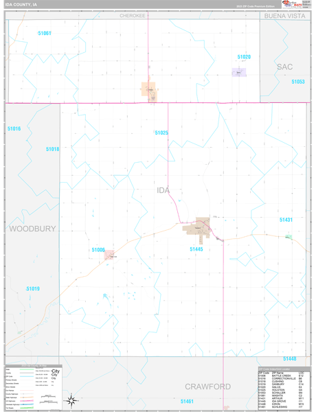 Ida County, IA Wall Map Premium Style