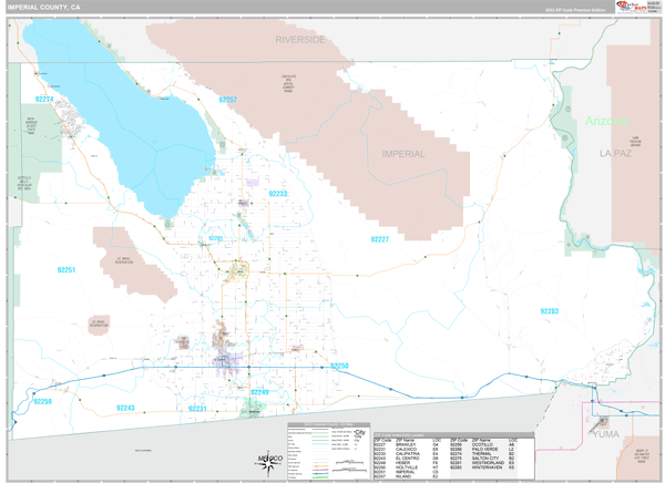 Imperial County Wall Map Premium Style