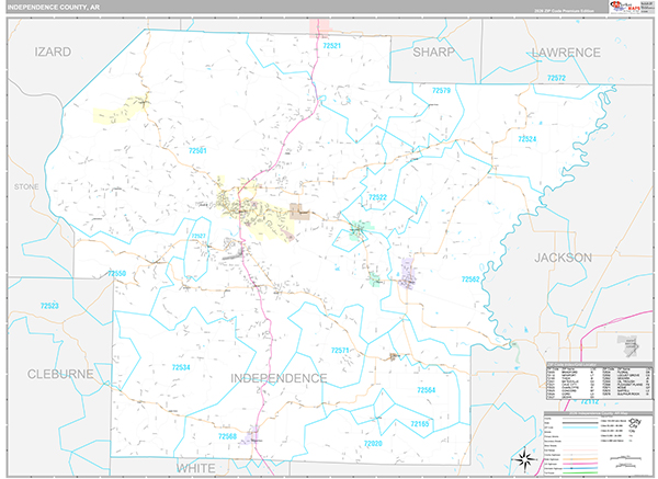Independence County, AR Zip Code Map