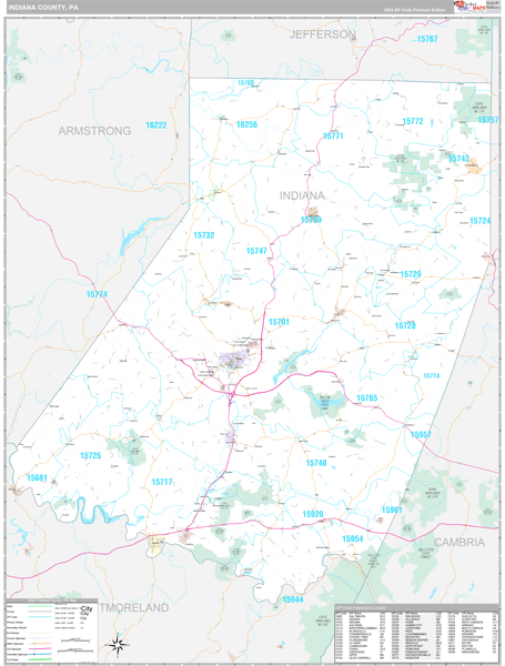 Indiana County, PA Wall Map