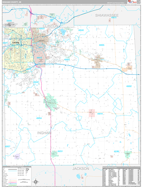 Ingham County, MI Zip Code Map