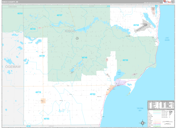 Iosco County, MI Wall Map
