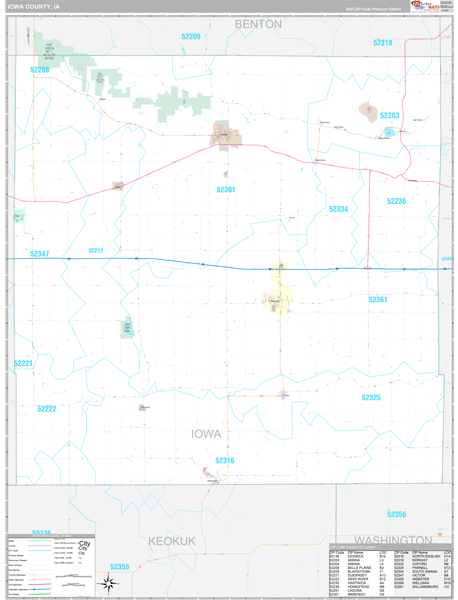 Iowa County, IA Wall Map