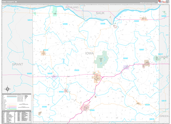 Iowa County, WI Wall Map