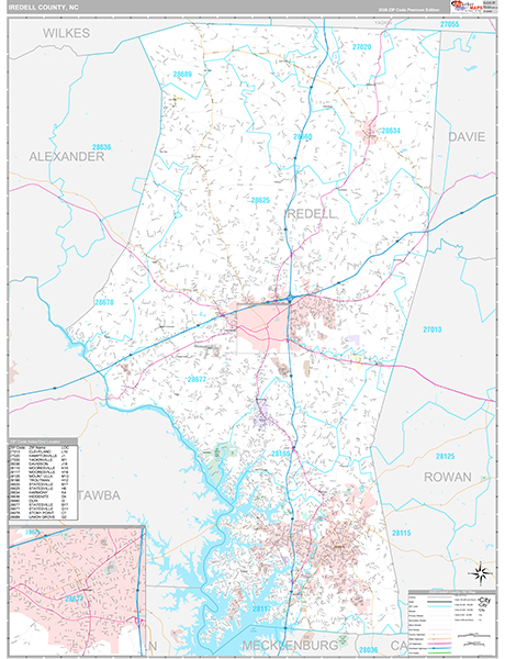 Iredell County, NC Wall Map