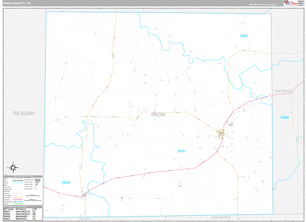 Irion County, TX Zip Code Map