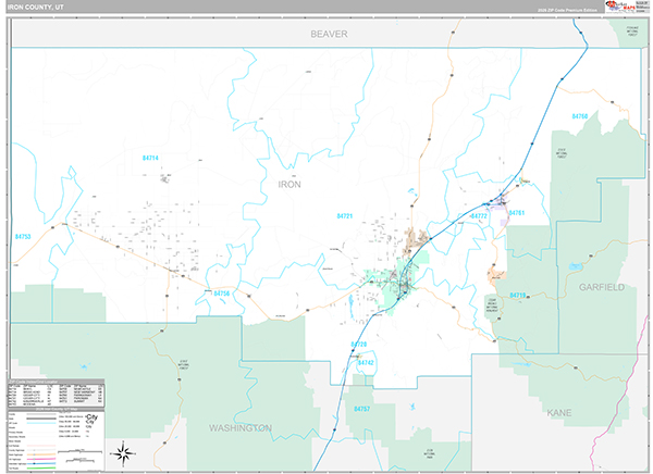 Iron County, UT Zip Code Map