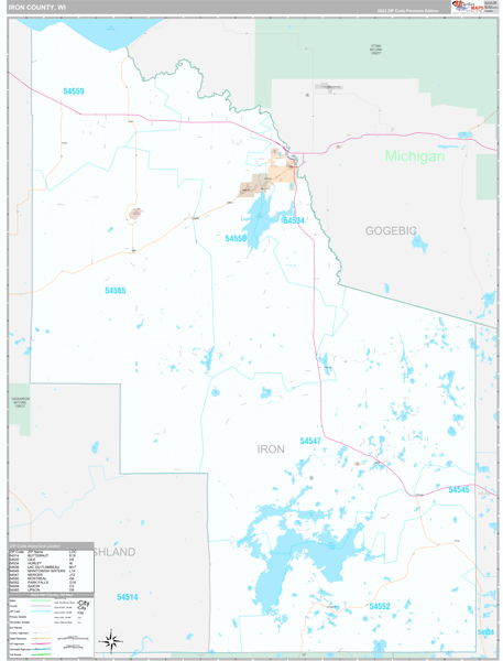 Iron County, WI Wall Map