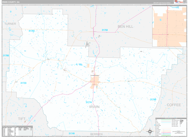 Irwin County, GA Wall Map Premium Style